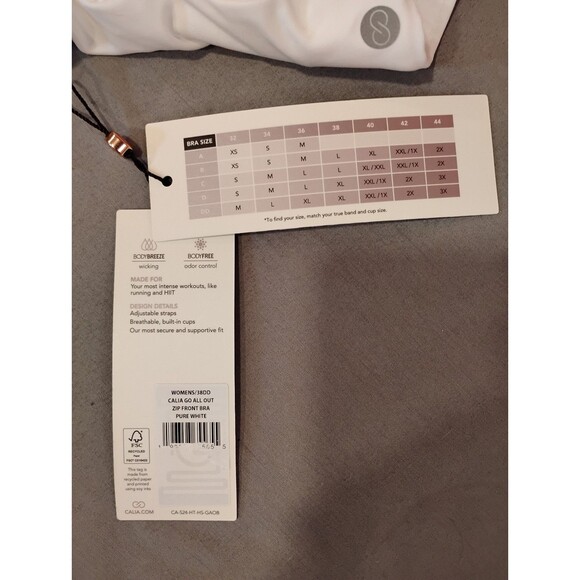 Women's Calia Go All Out High Support Zip Front Sports Bra White - Picture 8 of 9